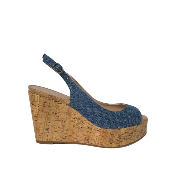 Stuart Weitzman Denim Sandals 8 - Picture 1 of 5